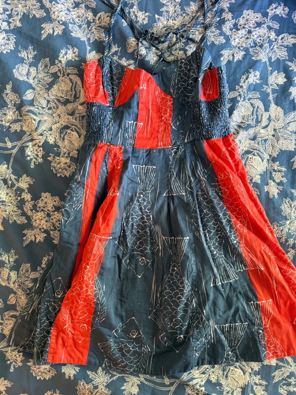 Free People Navy and Red Fish-Print Sundress for Kids
